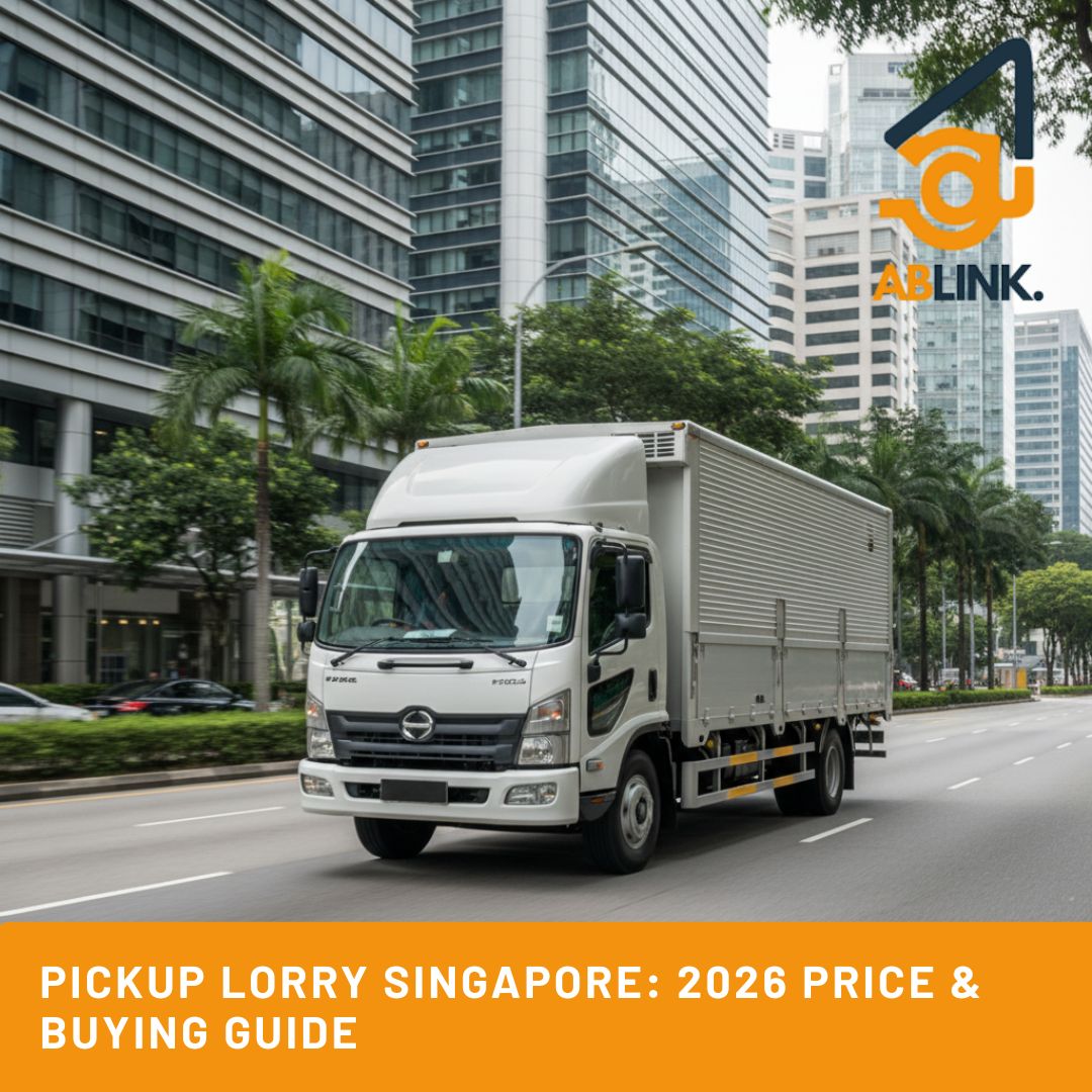 White 14ft pickup lorry Singapore urban road ABLINK