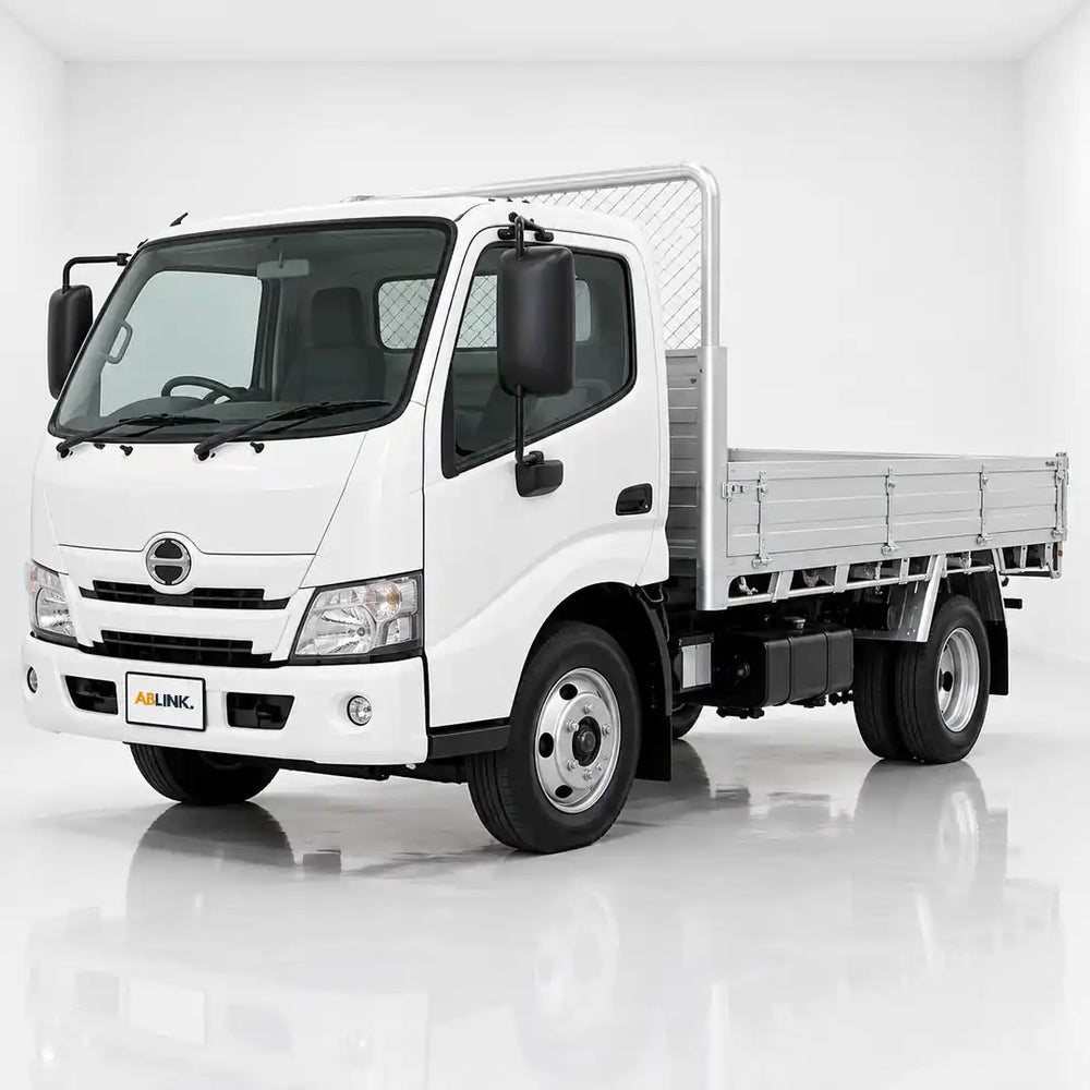 White Hino 300 14ft lorry in a studio, vehicle parking certificate Singapore guide