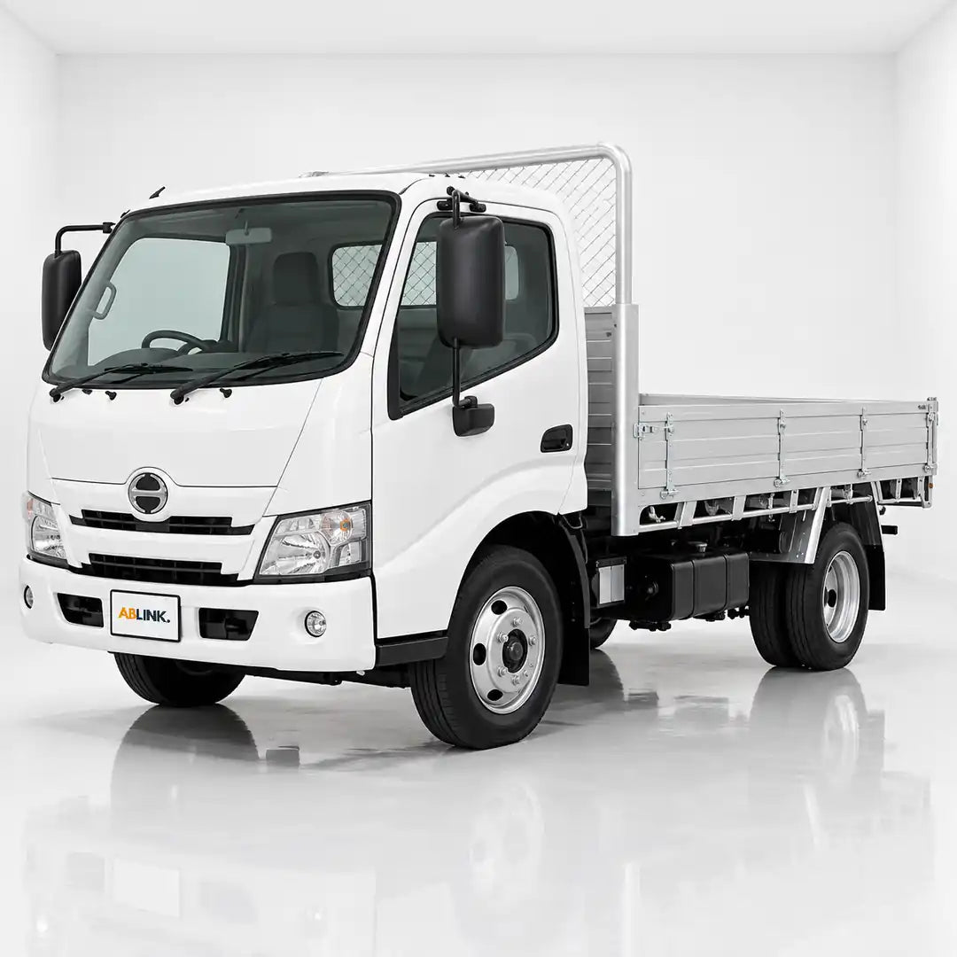 White Hino 300 14ft lorry in a studio, vehicle parking certificate Singapore guide