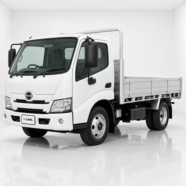 White Hino 300 14ft lorry in a studio, vehicle parking certificate Singapore guide